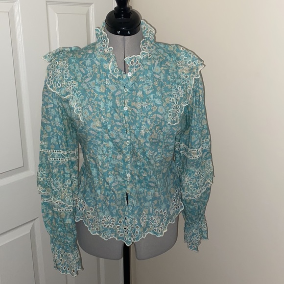 River Island Floral Ruffle Neck Blouse - Picture 4 of 7